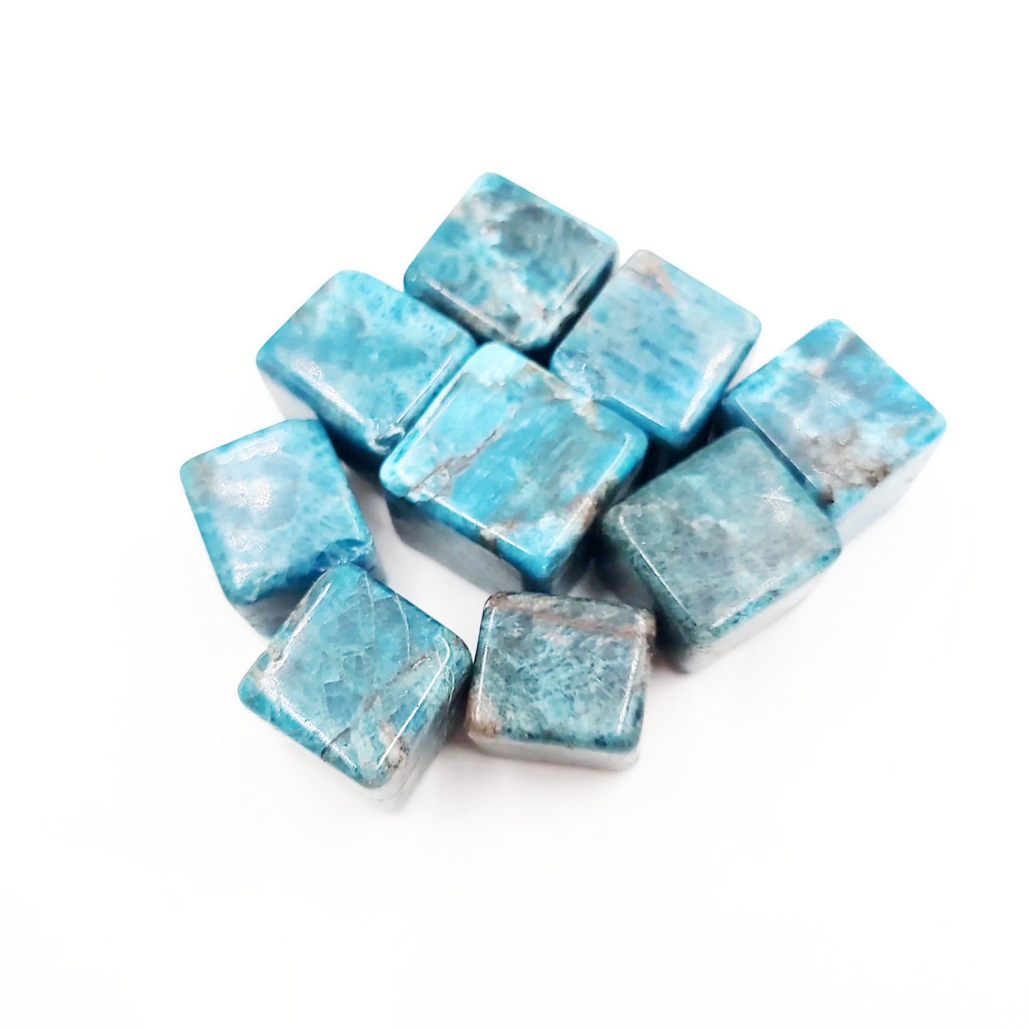 Blue Apatite Cube Tumbled Stone HQ - Elevated Metaphysical