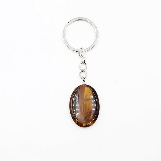 Tiger Eye Worry Stone Keychain