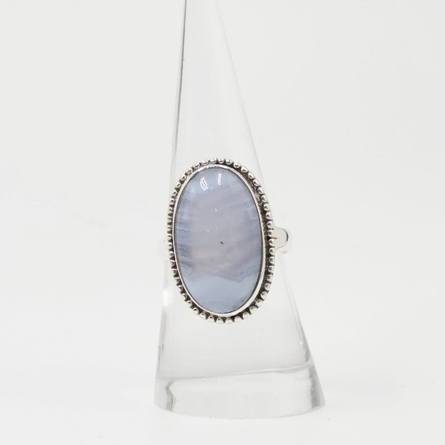 Blue Lace Agate Ring Sterling Silver Size 8 - Elevated Metaphysical