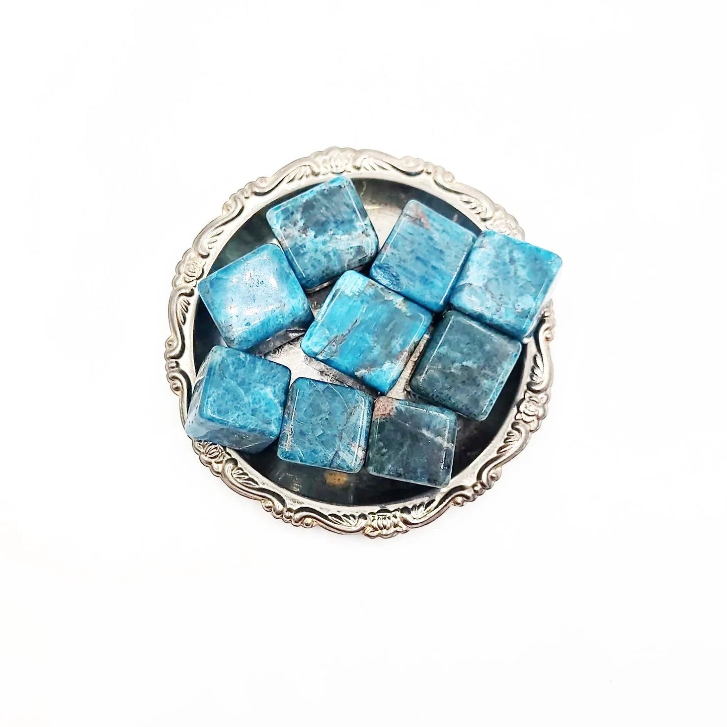 Blue Apatite Cube Tumbled Stone HQ - Elevated Metaphysical