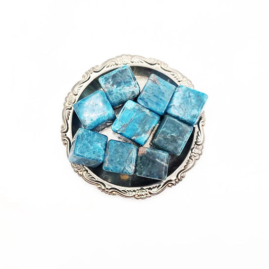 Blue Apatite Cube Tumbled Stone HQ - Elevated Metaphysical