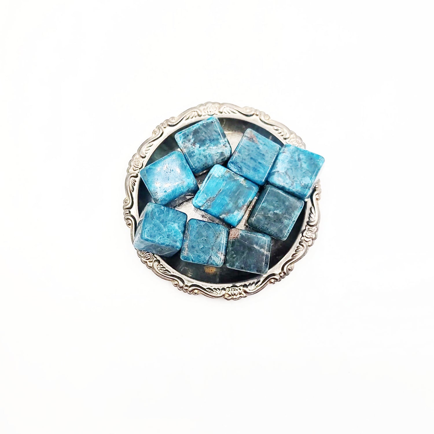 Blue Apatite Cube Tumbled Stone HQ - Elevated Metaphysical