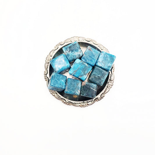 Blue Apatite Cube Tumbled Stone HQ - Elevated Metaphysical