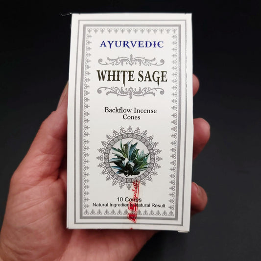 Ayurvedic White Sage Backflow Incense Cones 10 Pack - Elevated Metaphysical