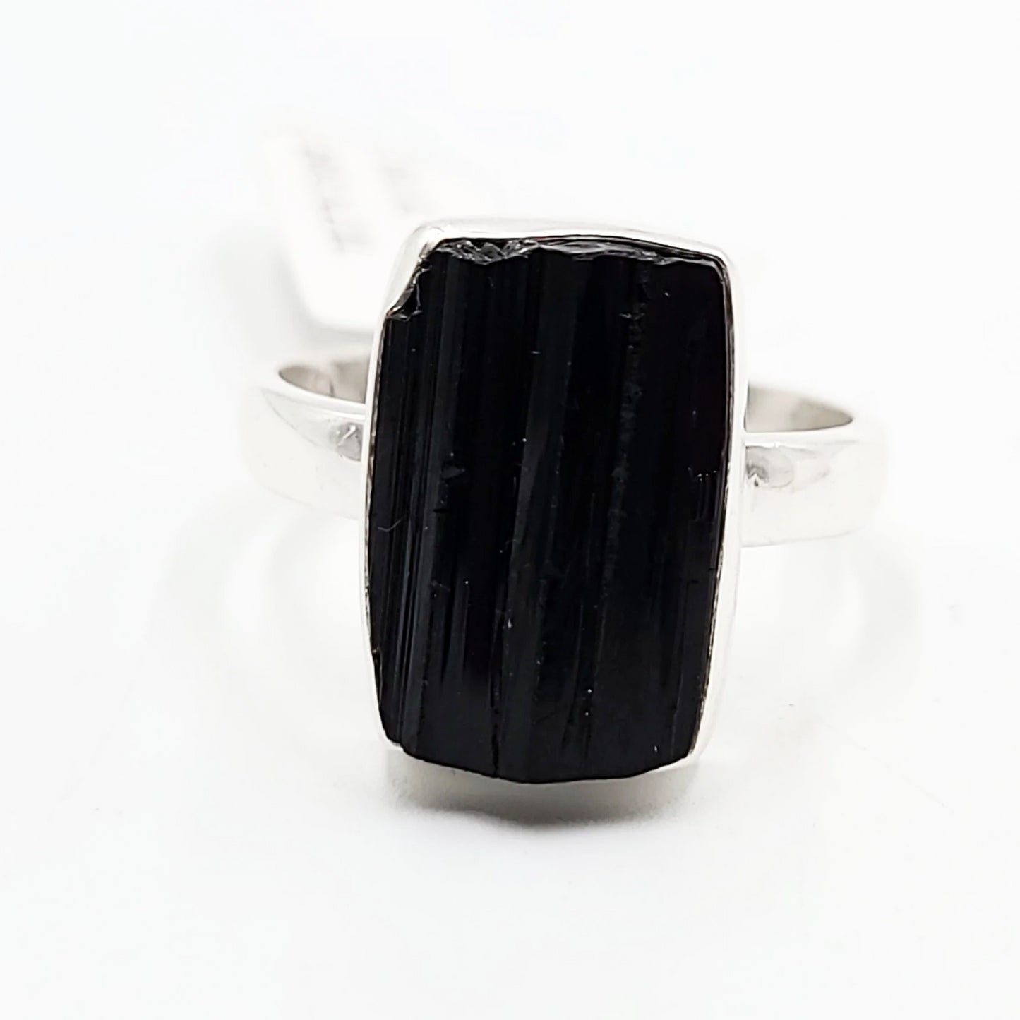 Black Tourmaline Ring Sterling Silver Band Size 11