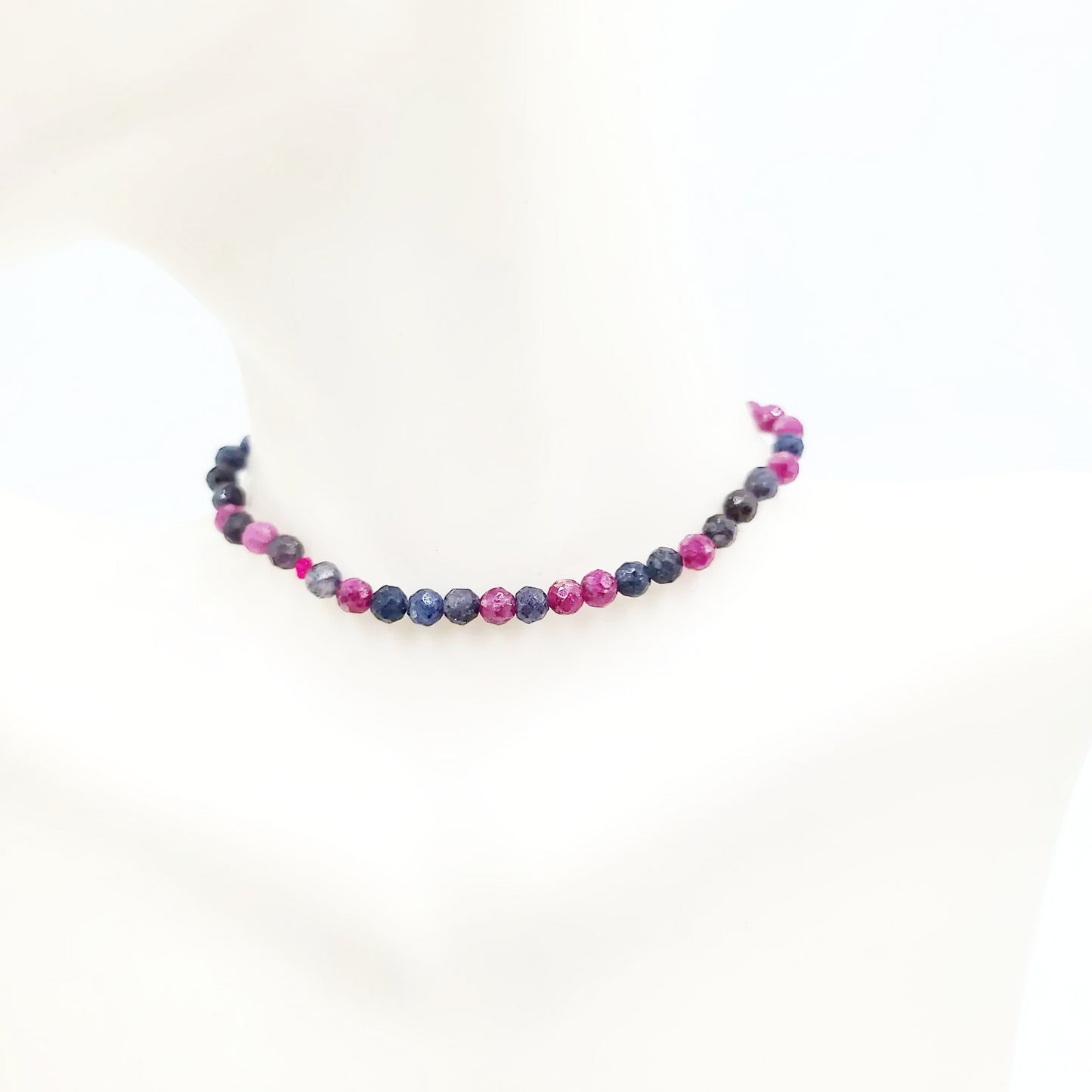 Ruby & Sapphire Faceted Bead Bracelet 4mm