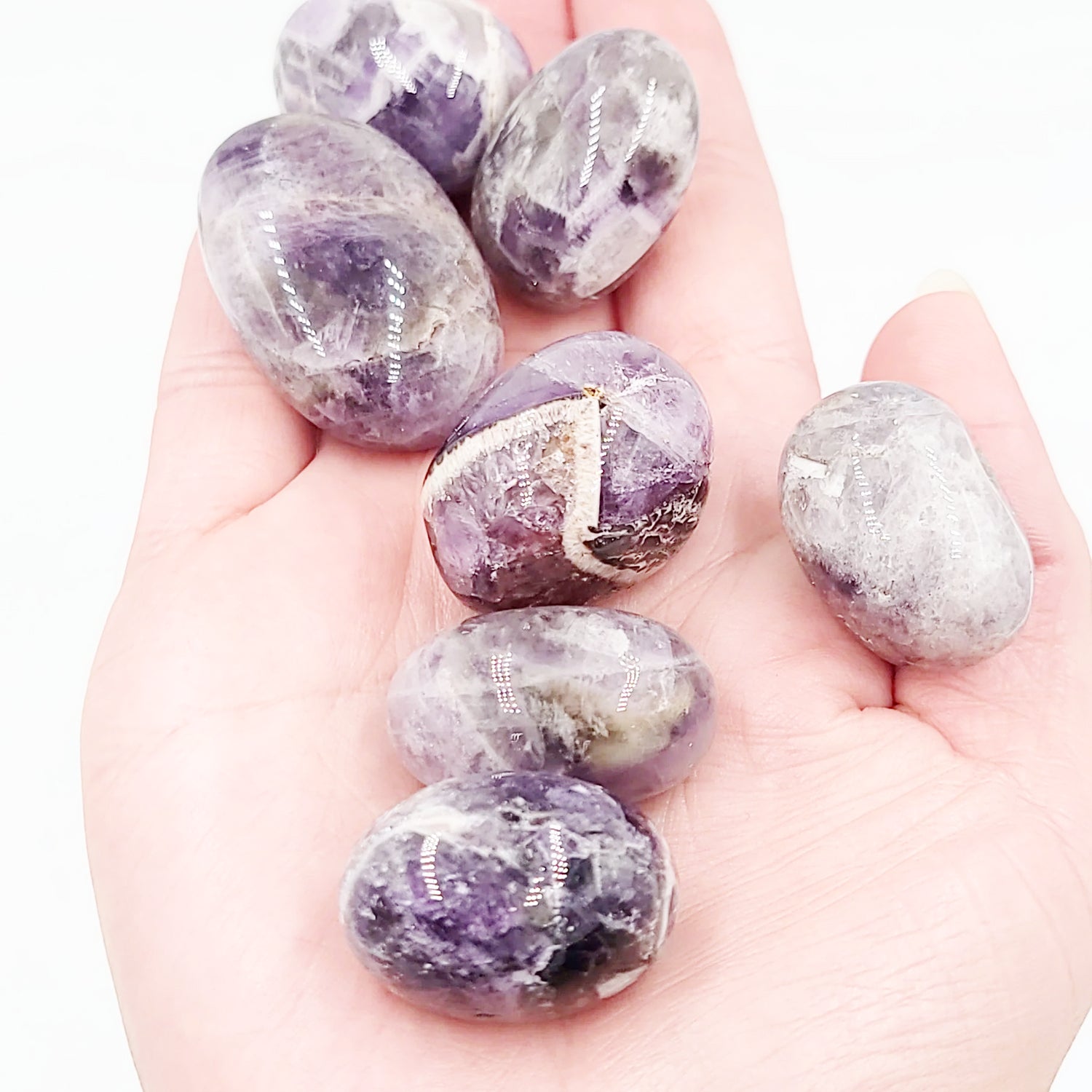 Dream Amethyst Tumbled Stone Chevron Amethyst HQ - Elevated Metaphysical