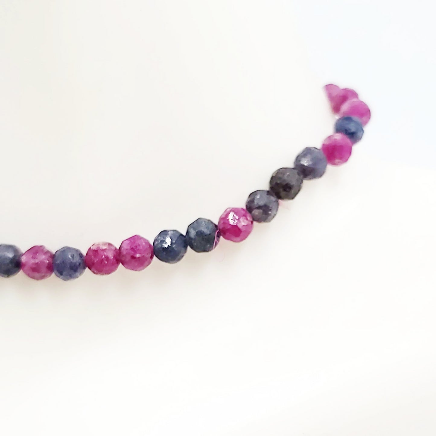 Ruby & Sapphire Faceted Bead Bracelet 4mm