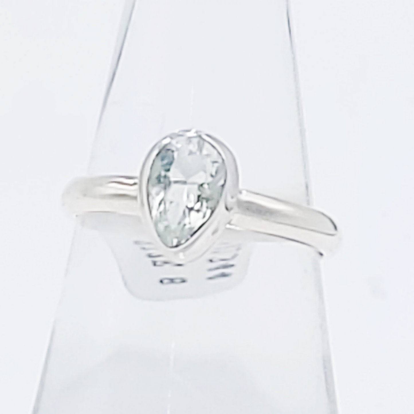 Hyalite Opal Pear Ring Sterling Silver Band Size 8