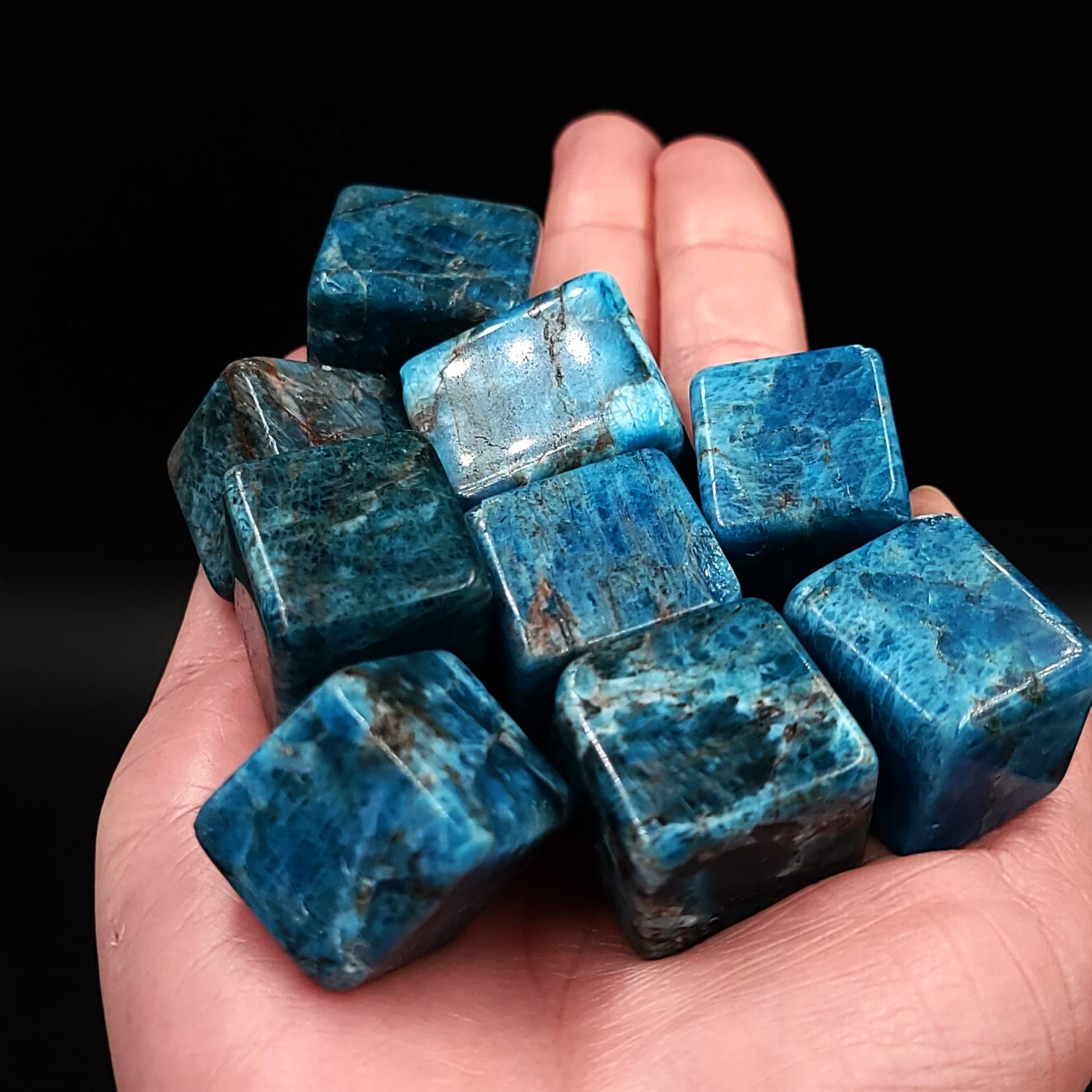 Blue Apatite Cube Tumbled Stone HQ - Elevated Metaphysical