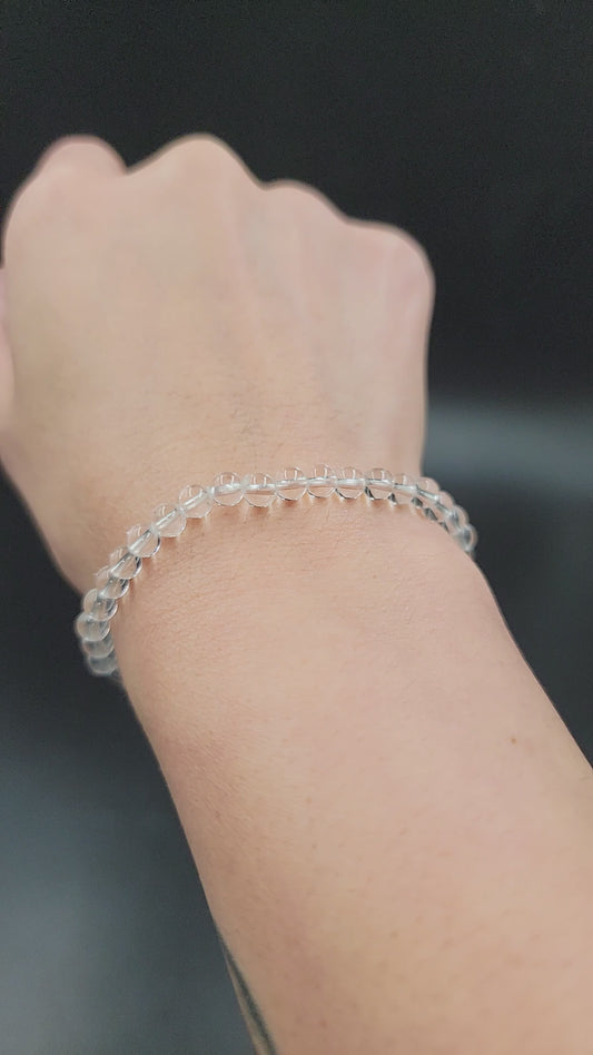 Clear Quartz Bead Bracelet 4mm