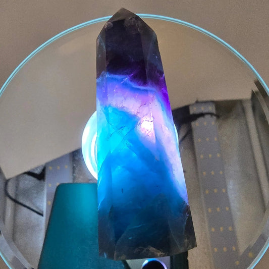 Fluorite Tower Rainbow Fluorite Point 3 1/4" 85mm - Elevated Metaphysical