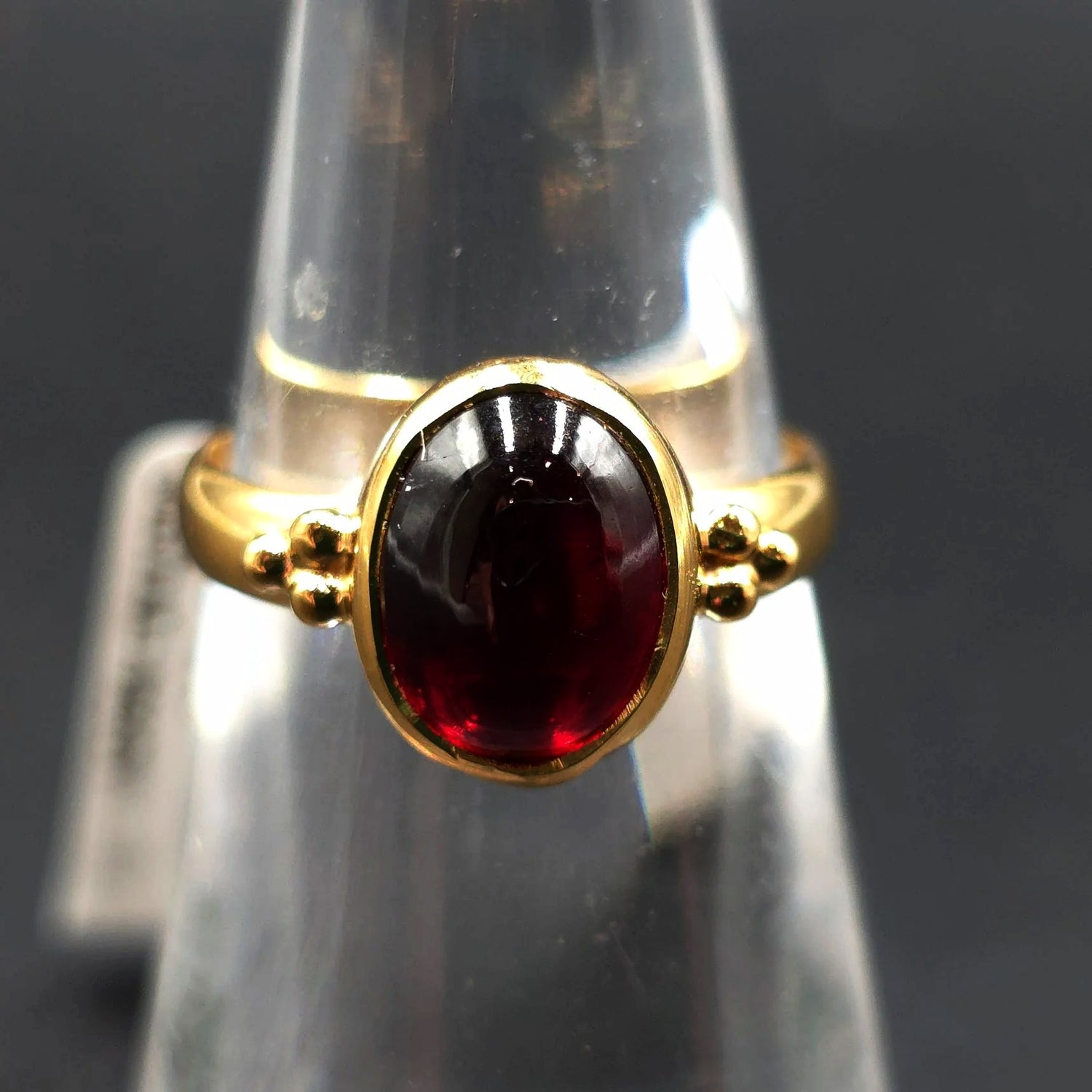 Garnet "Dome" Ring Gold Vermeil Sterling Silver Solitaire Size 6 - Elevated Metaphysical