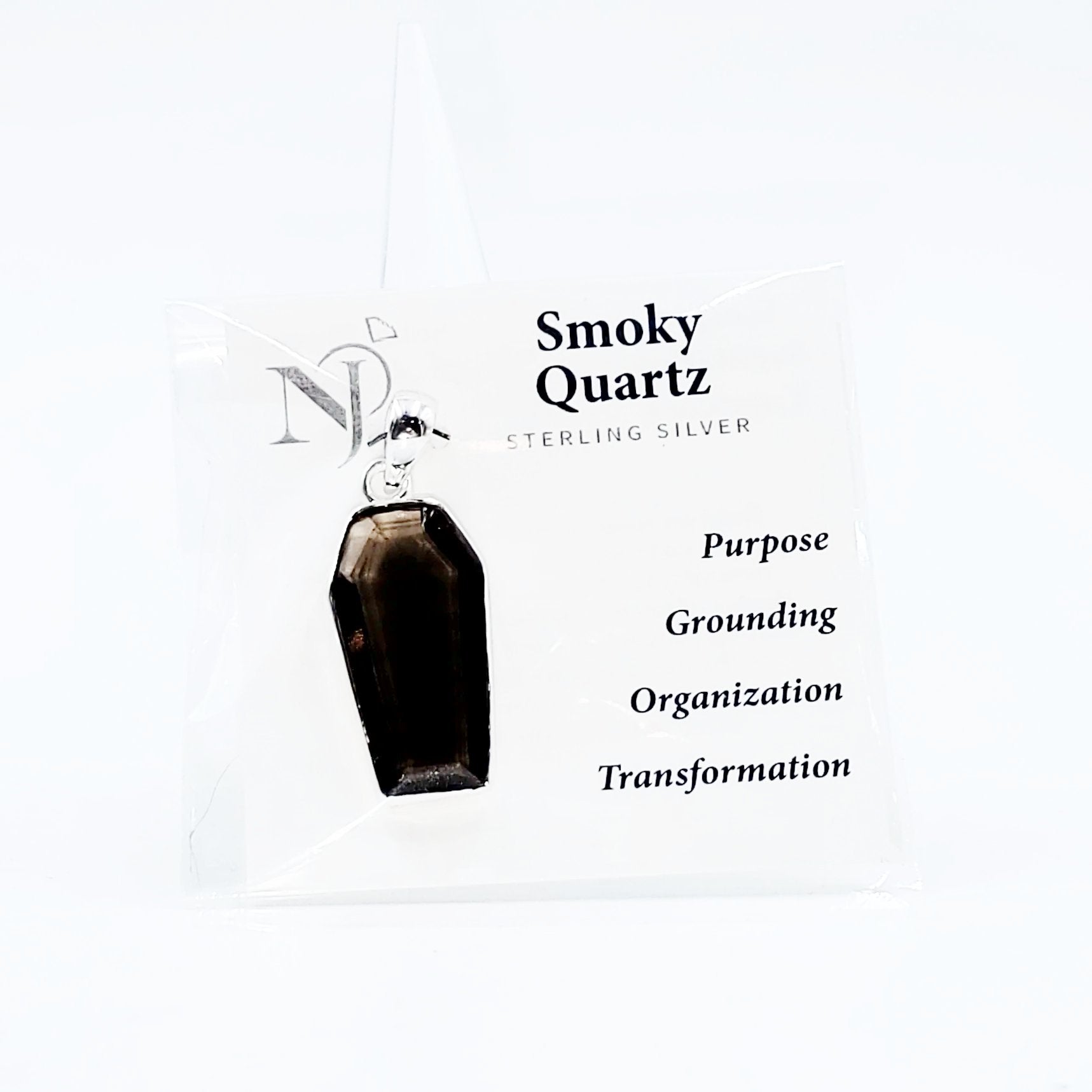 Smoky Quartz Coffin Pendant Sterling Silver Charm - Elevated Metaphysical
