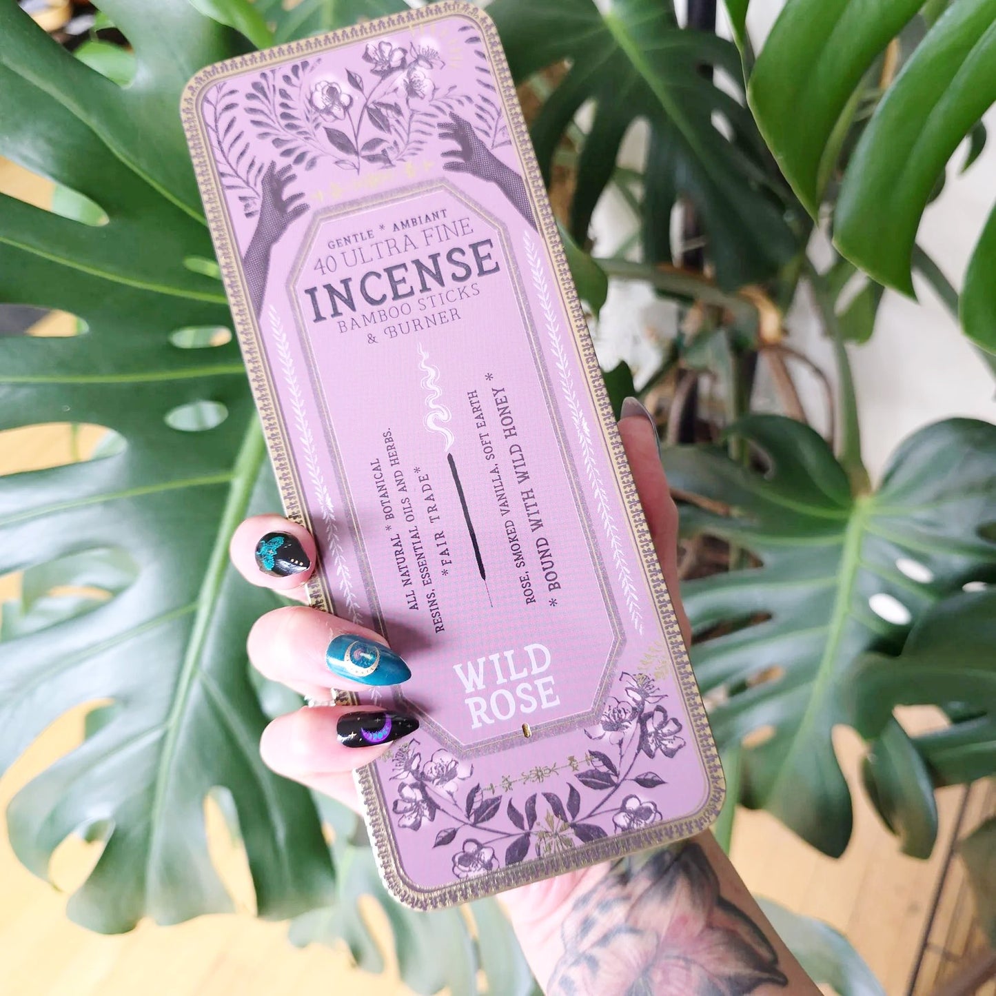 Wild Rose 40 Premium Incense Sticks & Burner Set