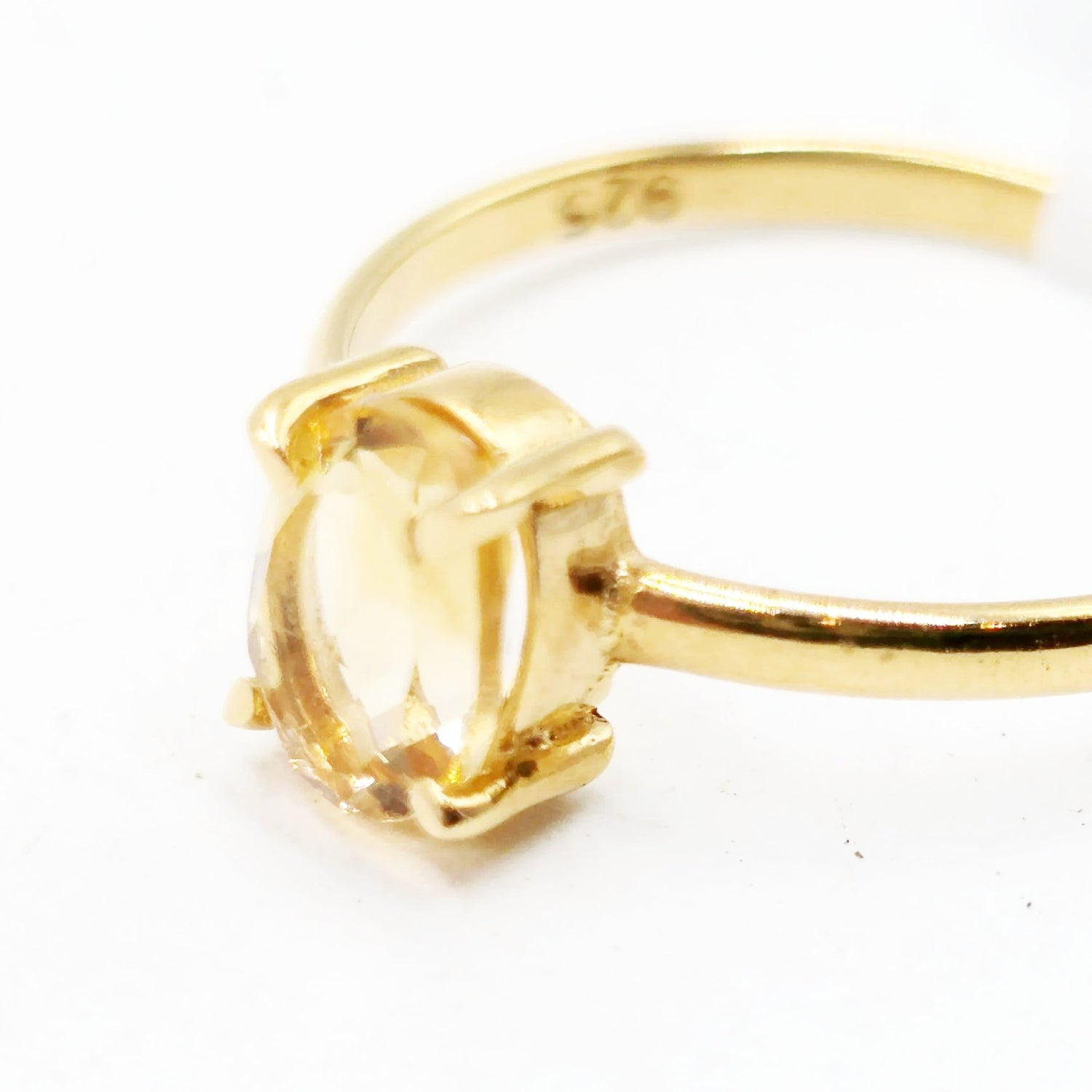 Citrine Ring .75ct Gold Vermeil Sterling Silver Solitaire Size 7 - Elevated Metaphysical