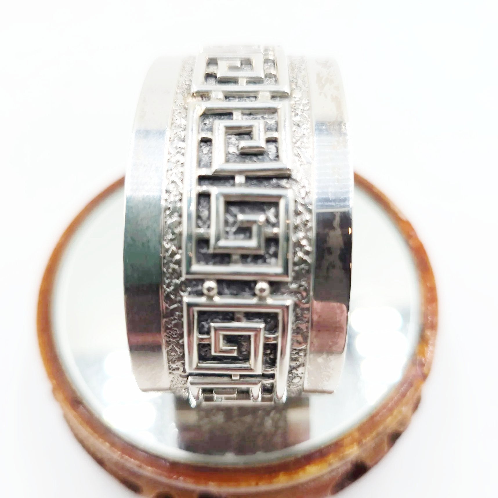 Danecraft Greek Key Sterling Silver Bracelet Cuff - Elevated Metaphysical