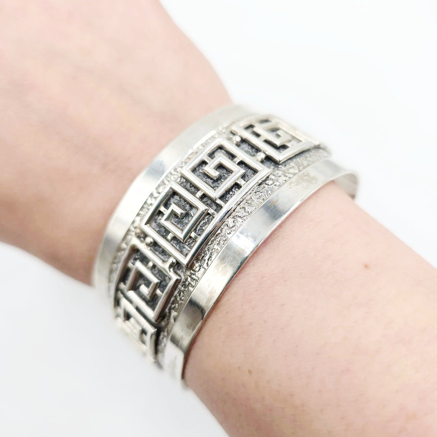 Danecraft Greek Key Sterling Silver Bracelet Cuff - Elevated Metaphysical