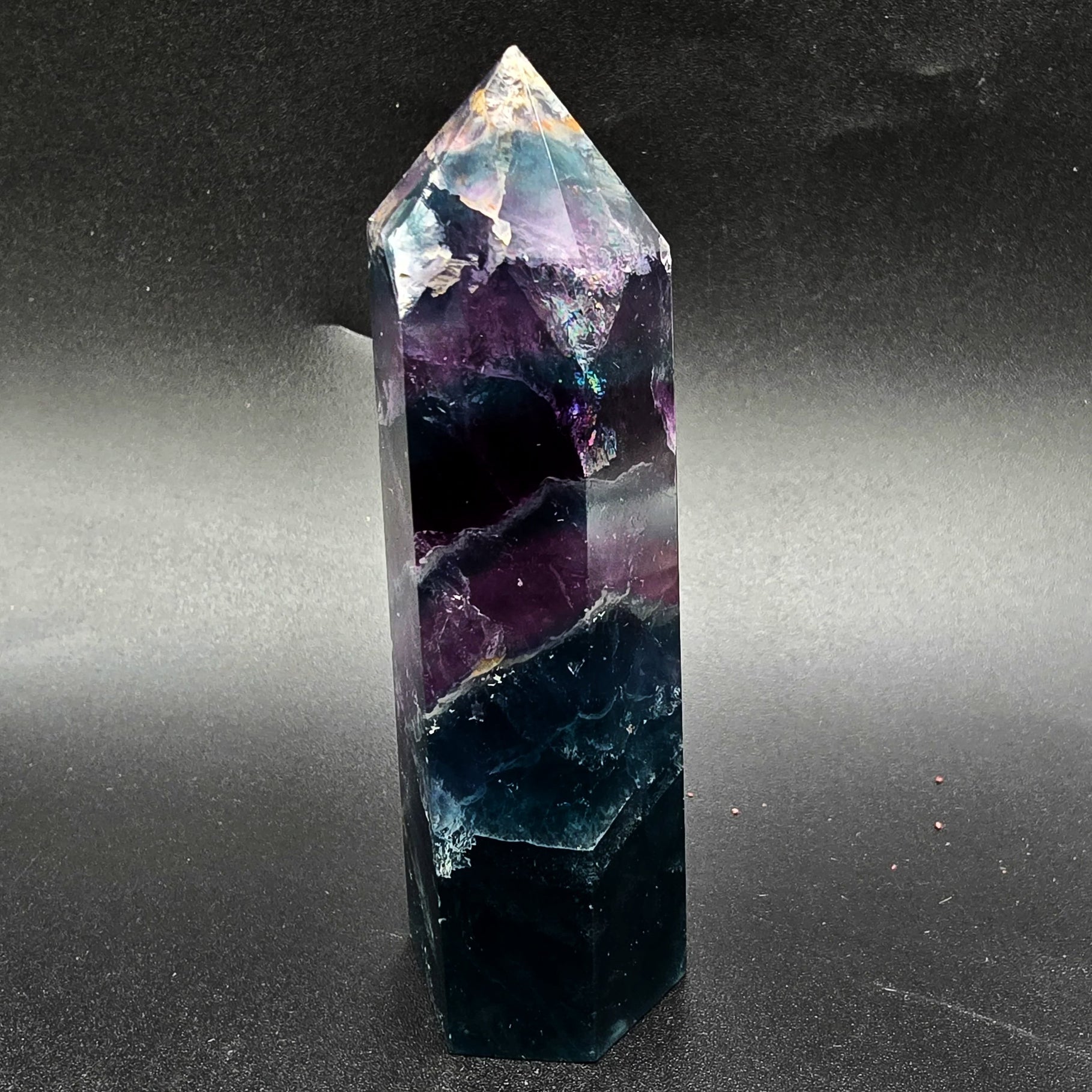 Fluorite Tower Rainbow Fluorite Point 3 1/4" 85mm - Elevated Metaphysical