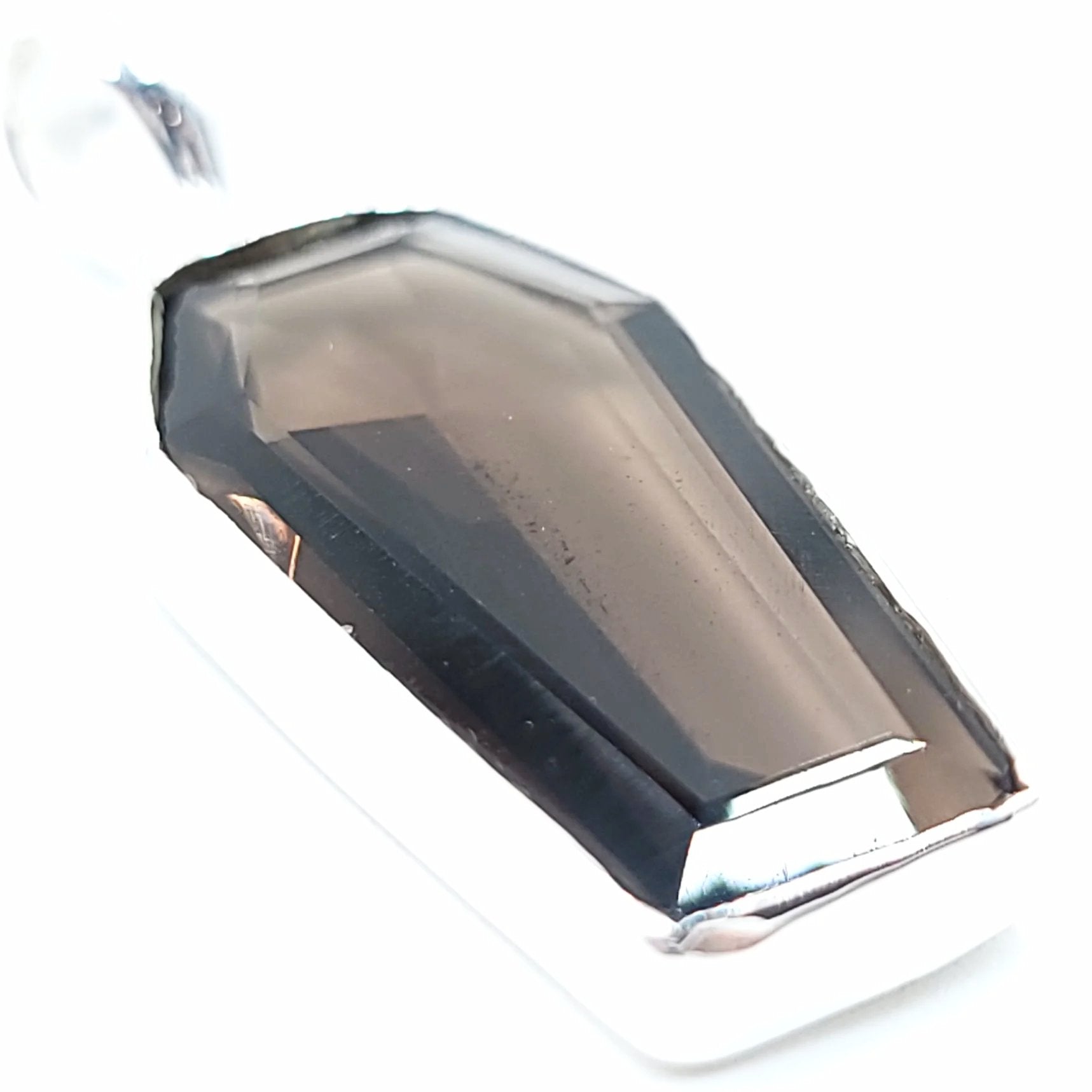 Smoky Quartz Coffin Pendant Sterling Silver Charm - Elevated Metaphysical