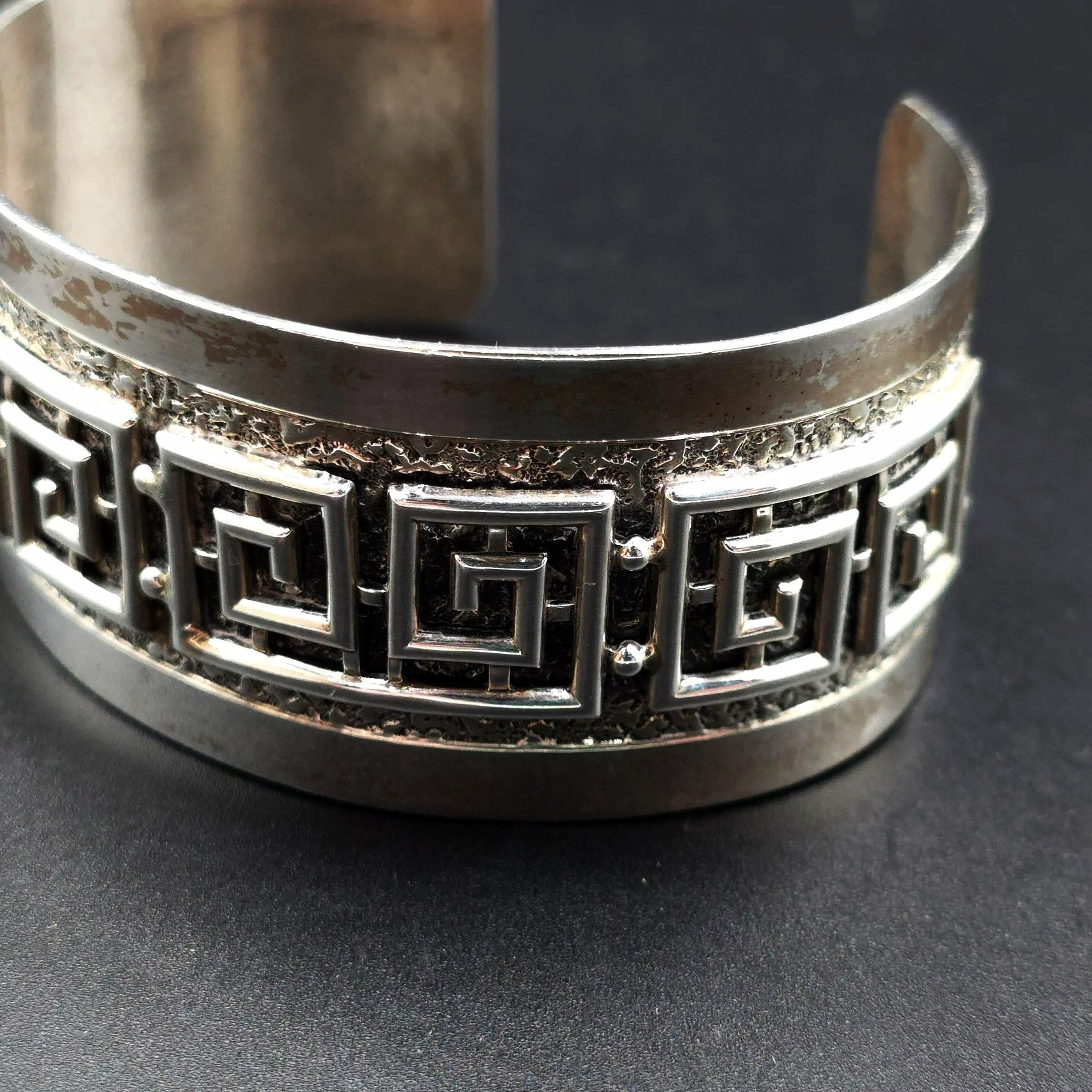Danecraft Greek Key Sterling Silver Bracelet Cuff - Elevated Metaphysical