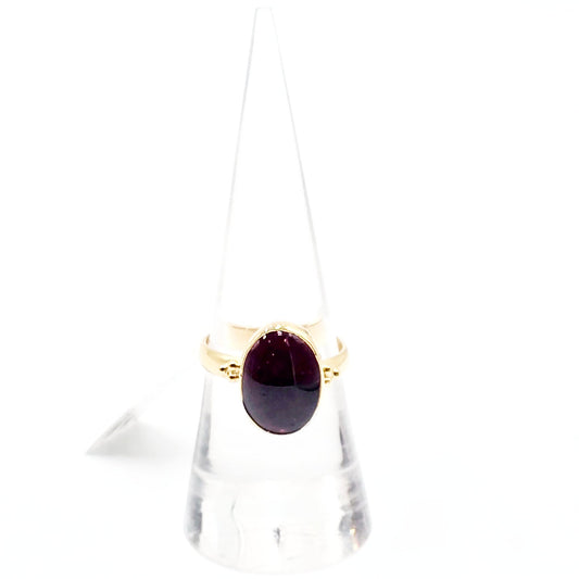 Garnet "Dome" Ring Gold Vermeil Sterling Silver Solitaire