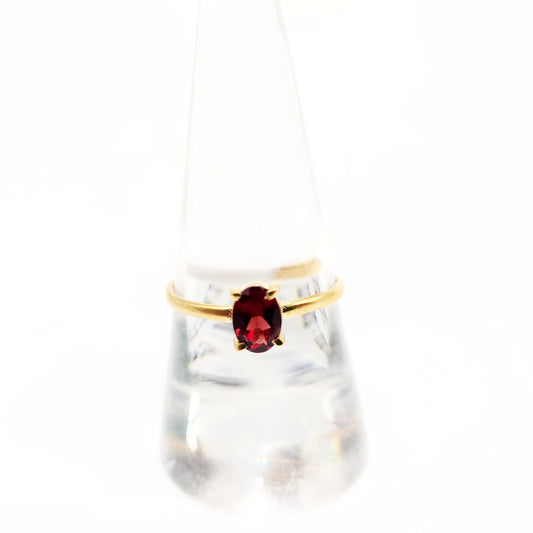 Garnet Ring .75ct Gold Vermeil Sterling Silver Solitaire Size 9