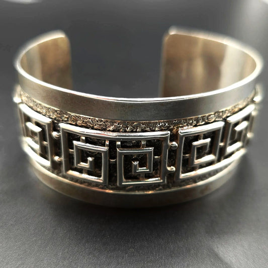 Danecraft Greek Key Sterling Silver Bracelet Cuff - Elevated Metaphysical