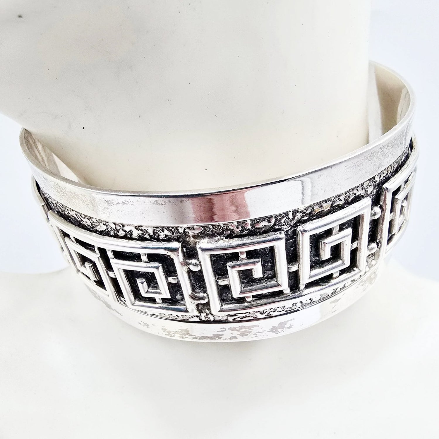 Danecraft Greek Key Sterling Silver Bracelet Cuff - Elevated Metaphysical