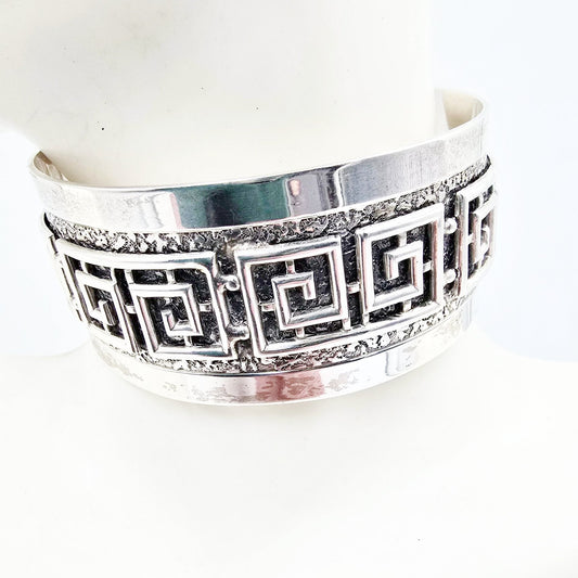 Danecraft Greek Key Sterling Silver Bracelet Cuff - Elevated Metaphysical
