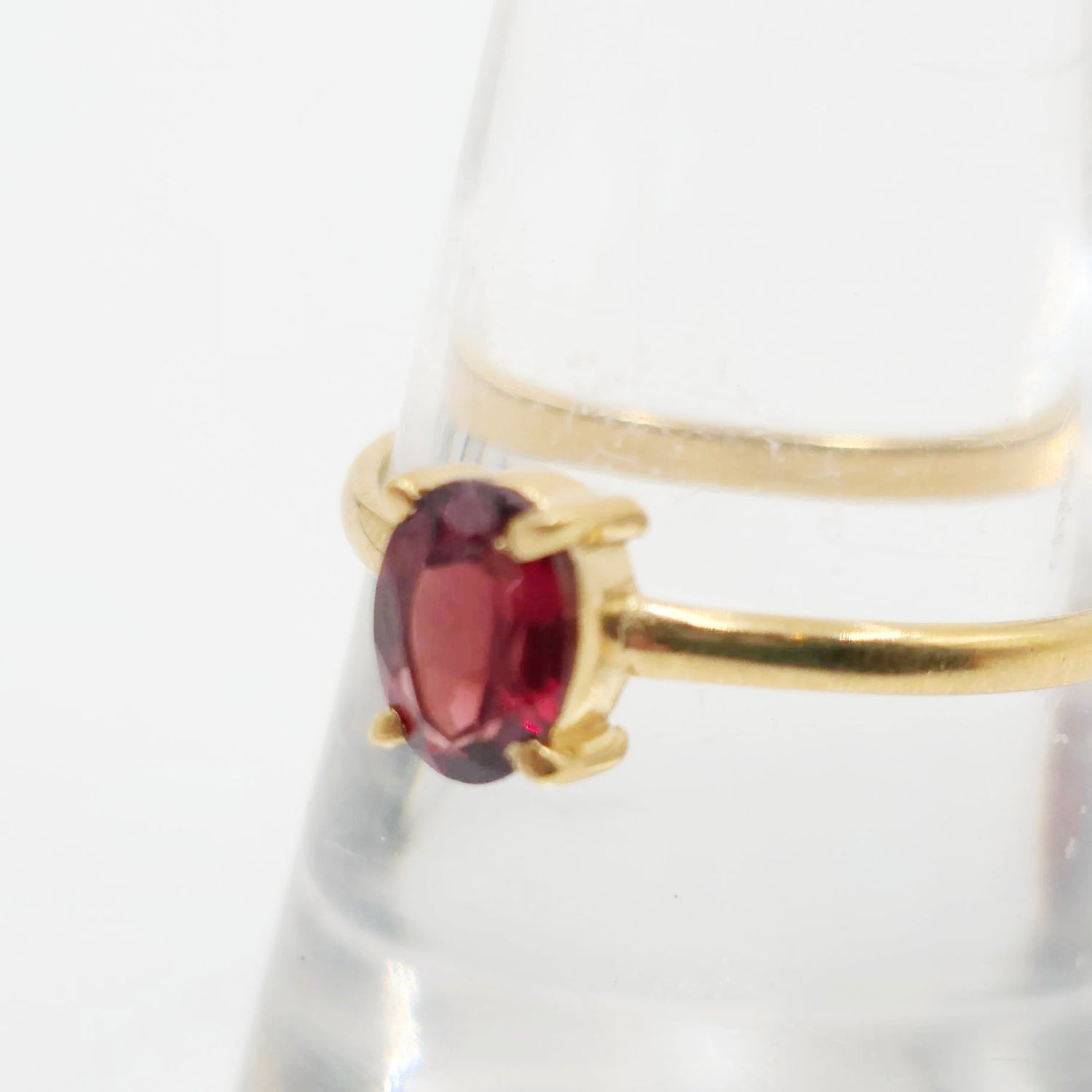 Garnet Ring .75ct Gold Vermeil Sterling Silver Solitaire Size 9 - Elevated Metaphysical