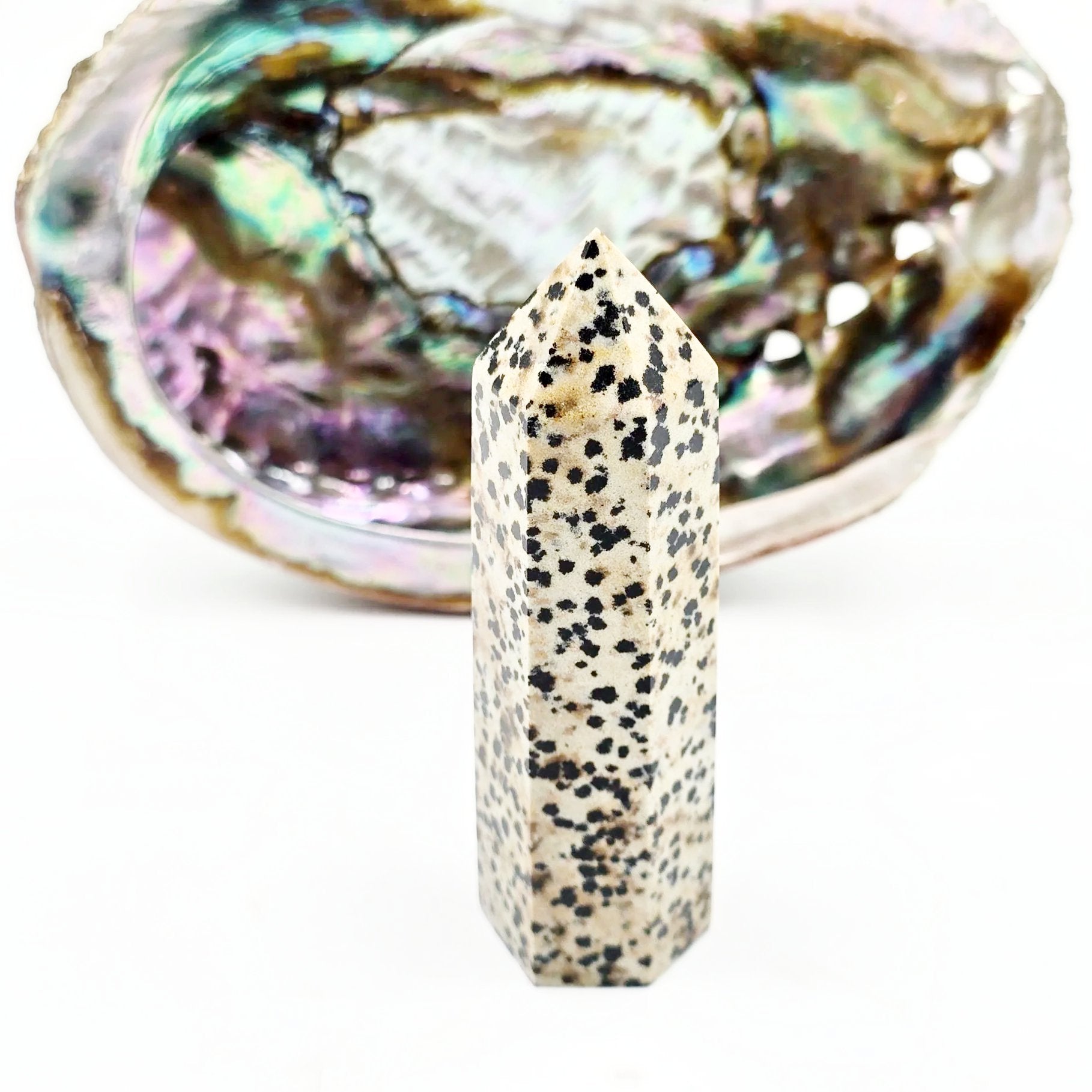 Dalmatian Jasper Tower Dalmatian Jasper Point 3 1/4" 85mm - Elevated Metaphysical