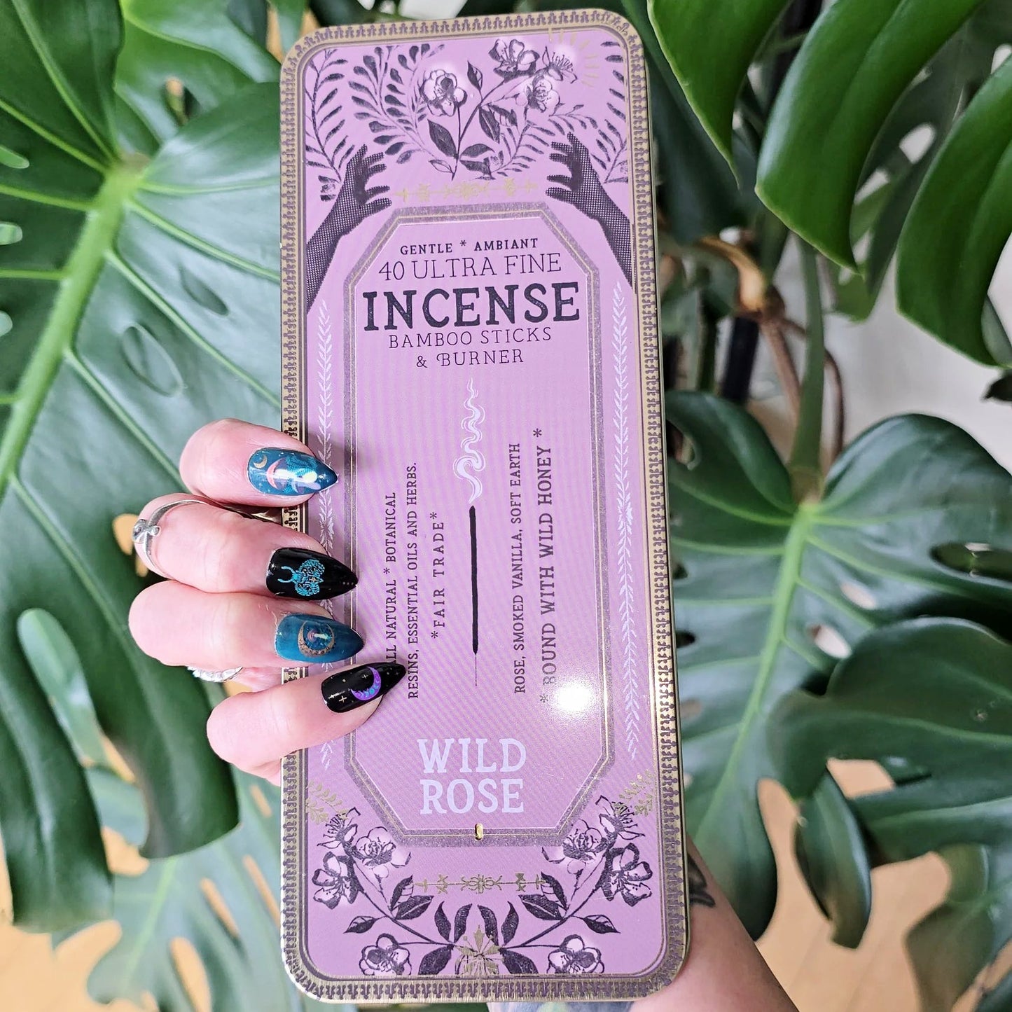 Wild Rose 40 Premium Incense Sticks & Burner Set