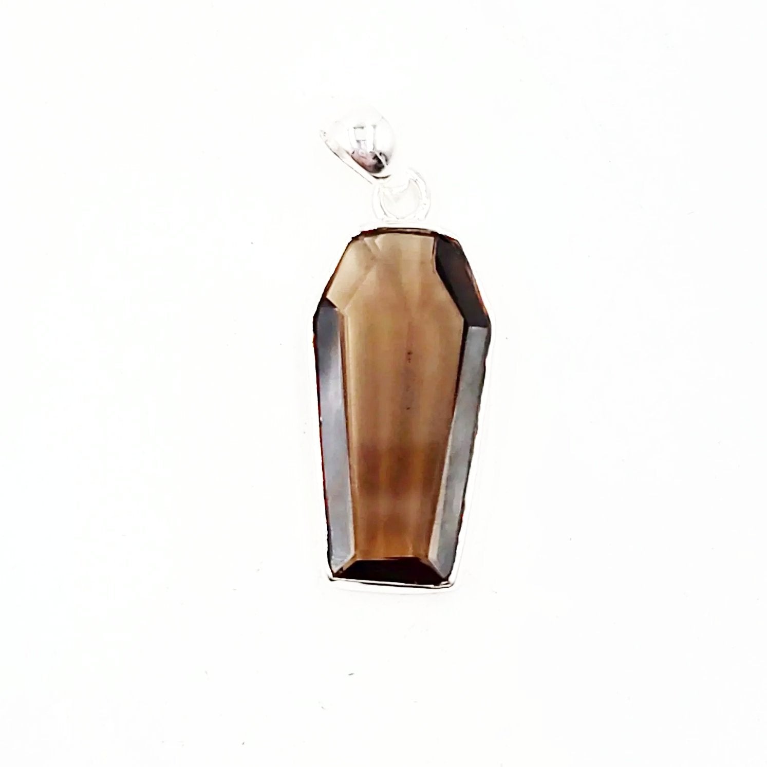 Smoky Quartz Coffin Pendant Sterling Silver Charm - Elevated Metaphysical