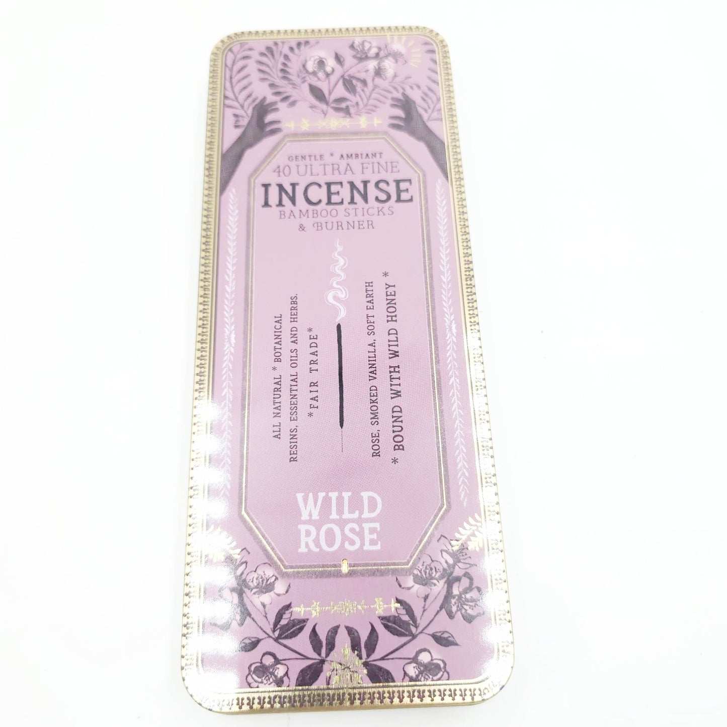 Wild Rose 40 Premium Incense Sticks & Burner Set