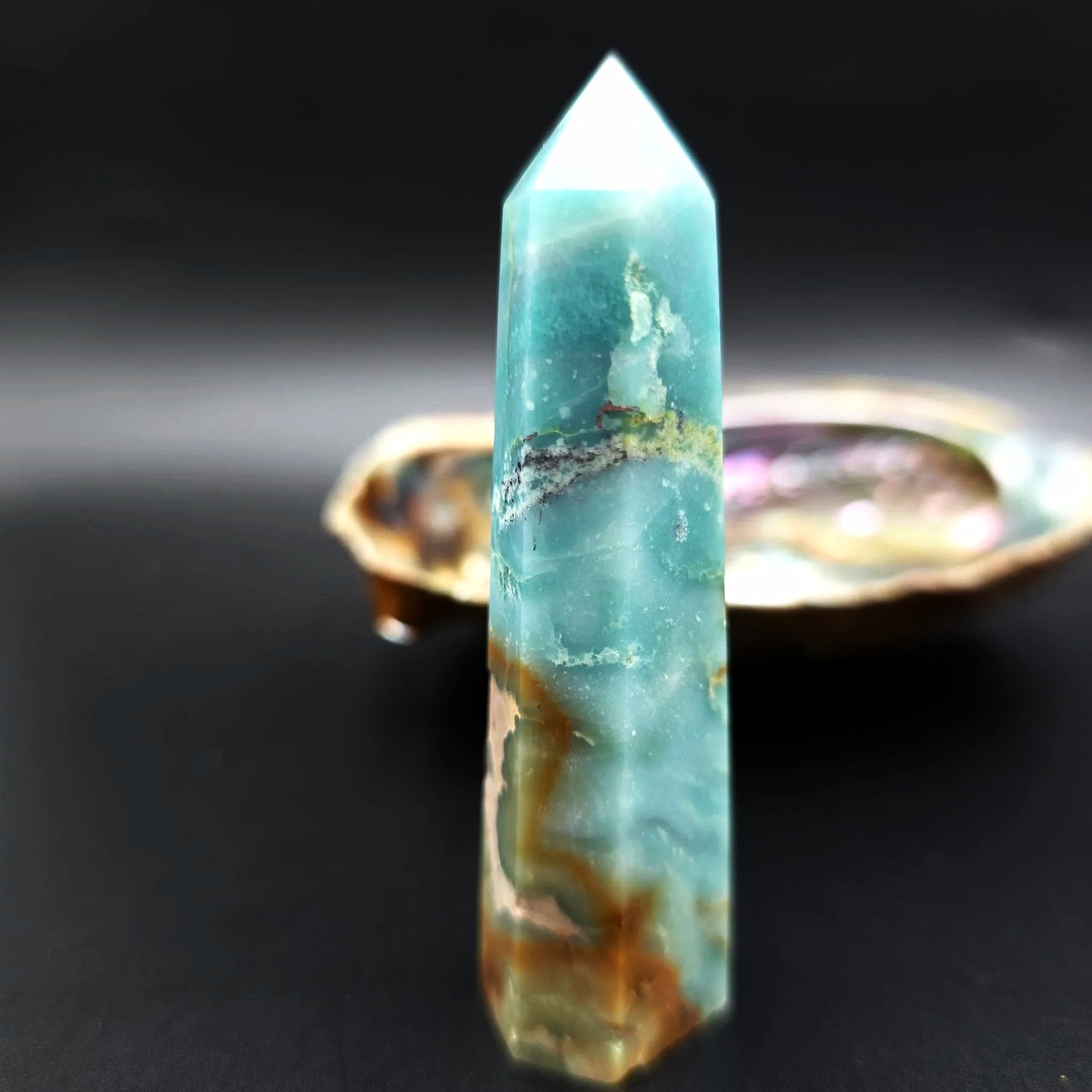 Caribbean Calcite Tower Caribbean Calcite Point 3 1/4" 85mm - Elevated Metaphysical