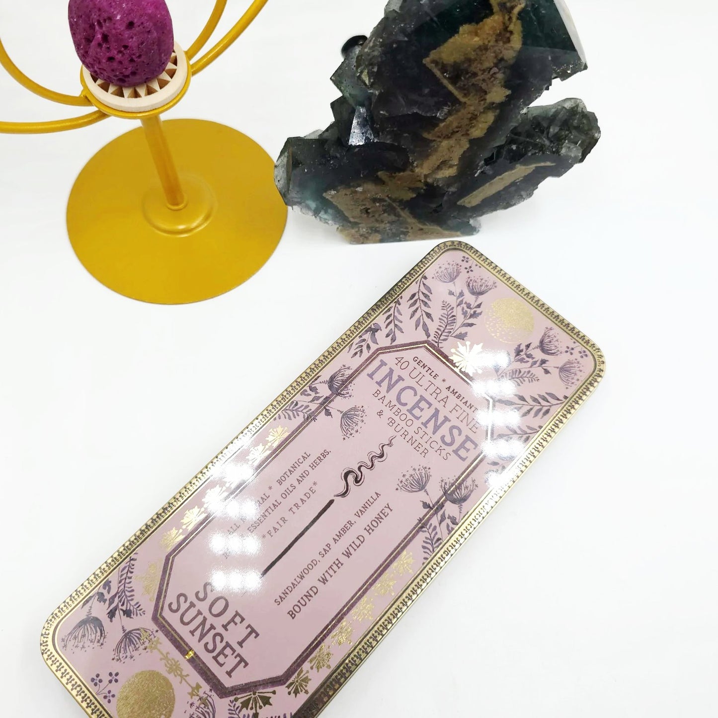 Soft Sunset 40 Premium Incense Sticks & Burner Set