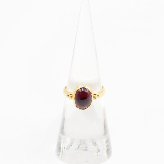 Garnet "Dome" Ring Gold Vermeil Sterling Silver Solitaire Size 6 - Elevated Metaphysical