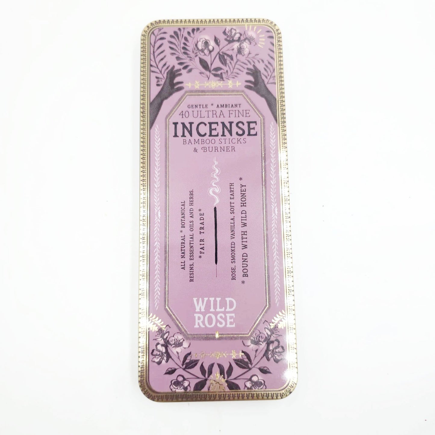 Wild Rose 40 Premium Incense Sticks & Burner Set