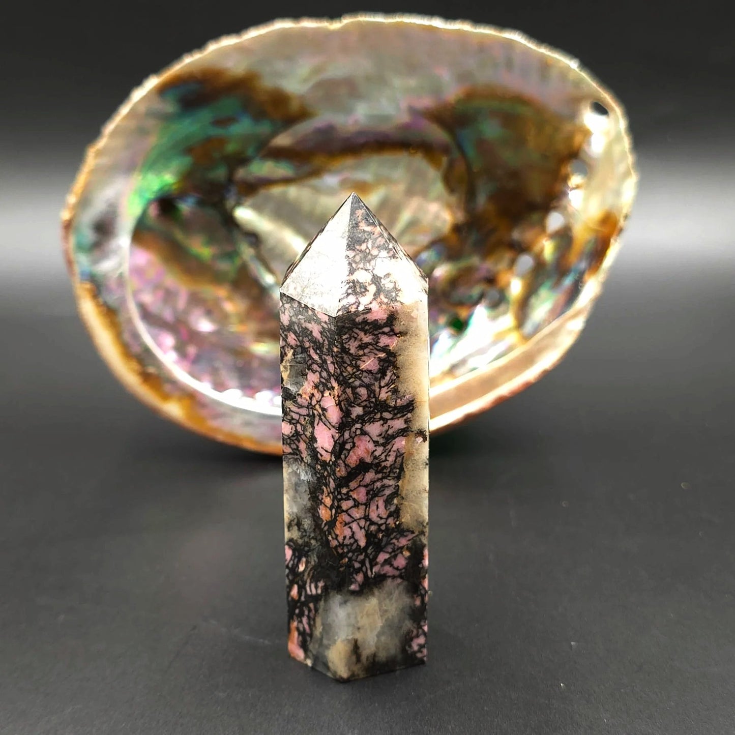 Rhodonite Tower Rhodonite Point 3 1/4" 85mm