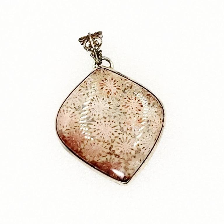 Fossilized Coral Pendant Sterling Silver - Elevated Metaphysical