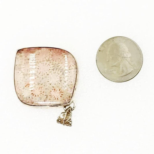 Fossilized Coral Pendant Sterling Silver - Elevated Metaphysical