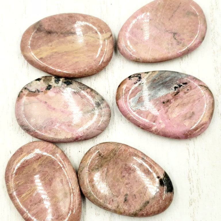 Rhodonite Worry Stone Palm Stone - Palm/Worry Stones