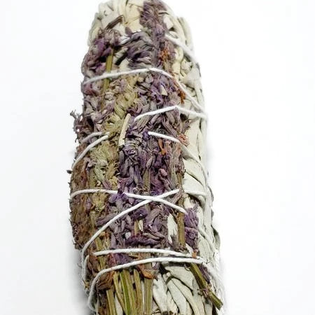 White Sage & Purple "Royal" Lavender Smudge Stick Wand 4" - Incense and Herbs - Elevated Metaphysical