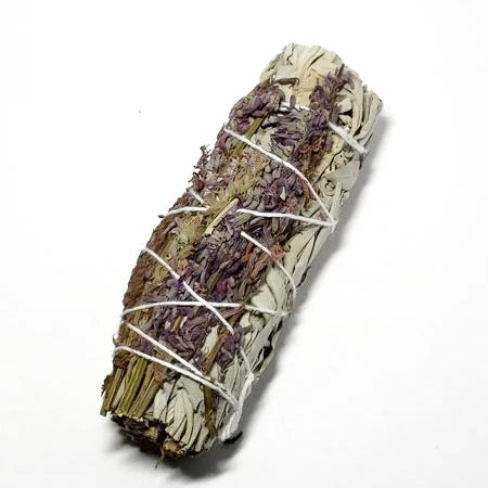 White Sage & Purple "Royal" Lavender Smudge Stick Wand 4" - Incense and Herbs - Elevated Metaphysical