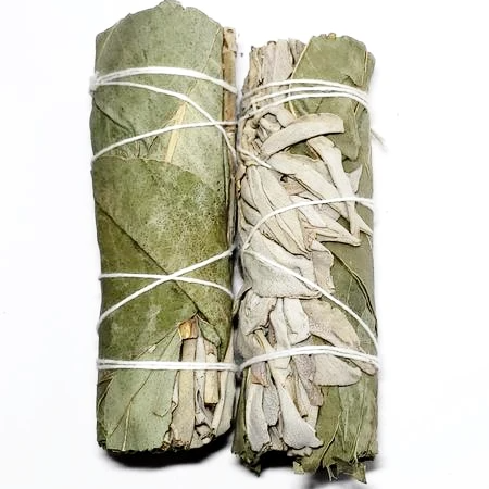 White Sage & Eucalyptus Smudge Wand Stick 4" - Incense and Herbs