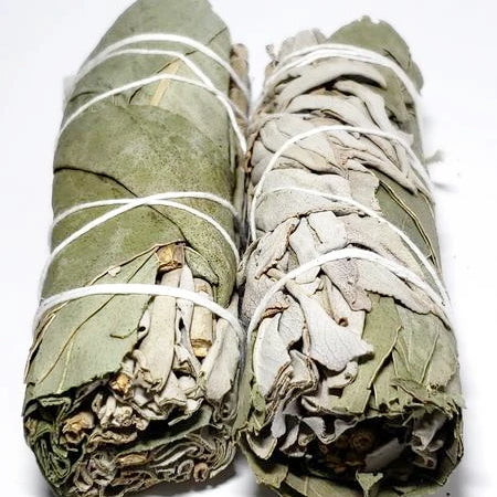White Sage & Eucalyptus Smudge Wand Stick 4" - Incense and Herbs