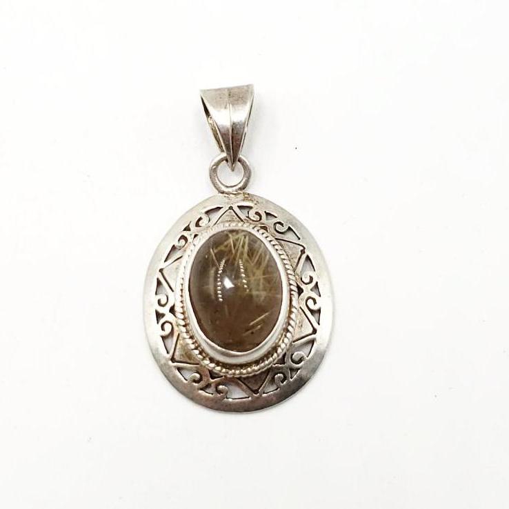 Rutilated Quartz Sterling Silver Pendant