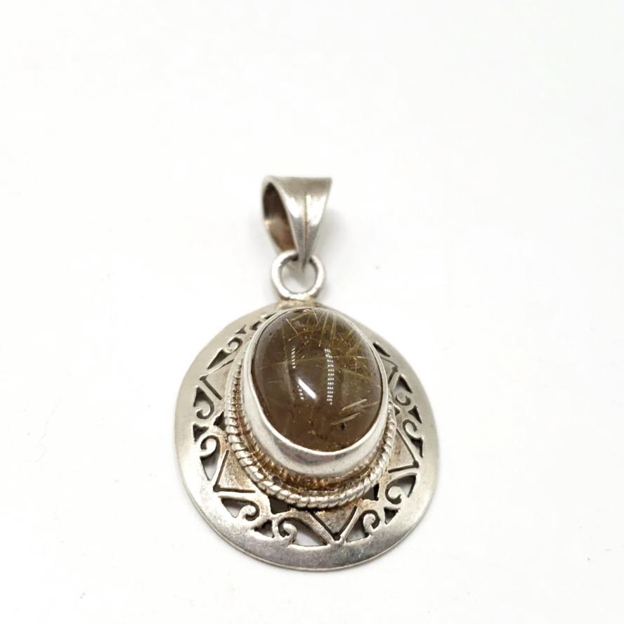 Rutilated Quartz Sterling Silver Pendant