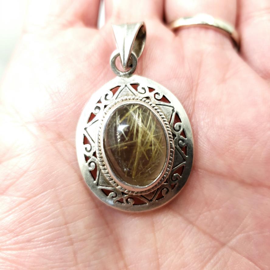 Rutilated Quartz Sterling Silver Pendant